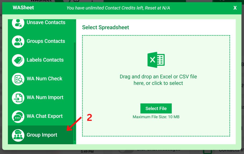 washeet group import feature