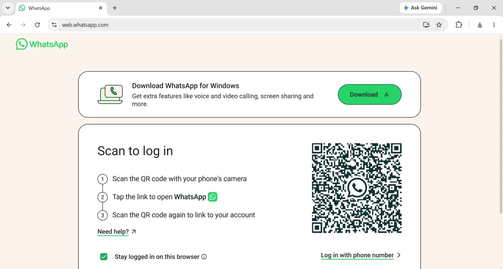whatsapp web login
